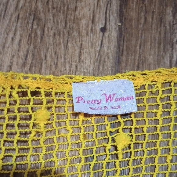 Yellow Open-Knit Women's Sweater Office Or Beach Wear Academia - Picture 2 of 4